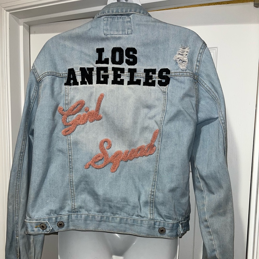 Forever 21 LA Girl Squad Distressed Denim Jacket - Picture 7 of 9
